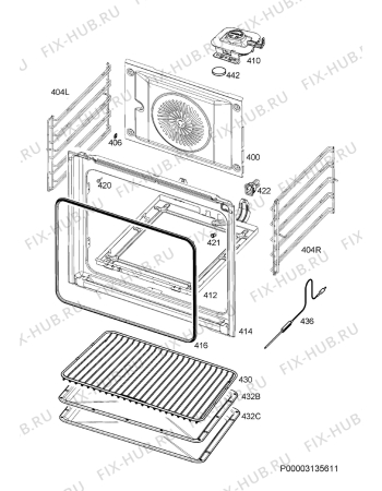 Схема №2 BSE874320M с изображением Корпусная деталь для духового шкафа Aeg 140052539032